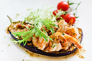 Berenjenas rellenas de gambas