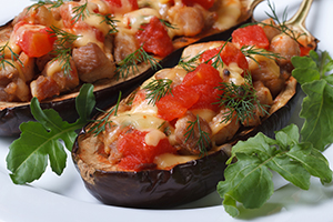 Berenjenas rellenas de pollo